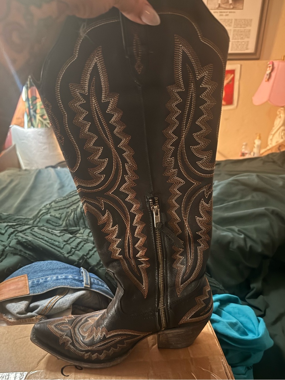 Ariat Black and Brown Western Heeled Riding Boots - Picture 10 of 12